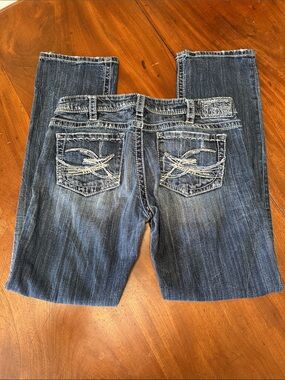 Silver Berkly Straight Leg Jeans with Embroidered Pockets
